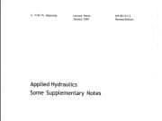 Applied Hydraulics Some Suplementary Notes