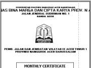Laporan Monthly Certificate (MC) Pekerjaan Jalan dan Jembatan