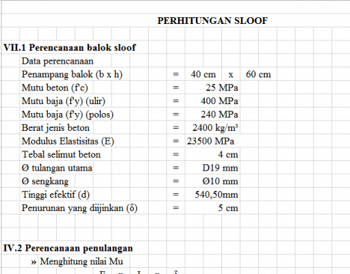 Perhitungan Sloof (Tie Beam)