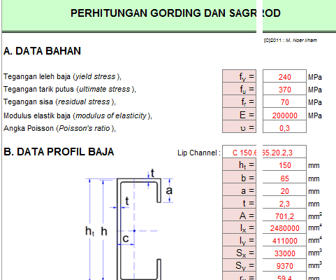 (PURLIN BRACING) Perhitungan Gording, Sagrod Dan Ikatan Angin