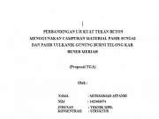 Perbandingan Uji Kuat Tekan Beton Menggunakan Campuran Material Pasir Sungai Dan Pasir Vulkanik Gunung Burni Telong Kab. Bener Meriah