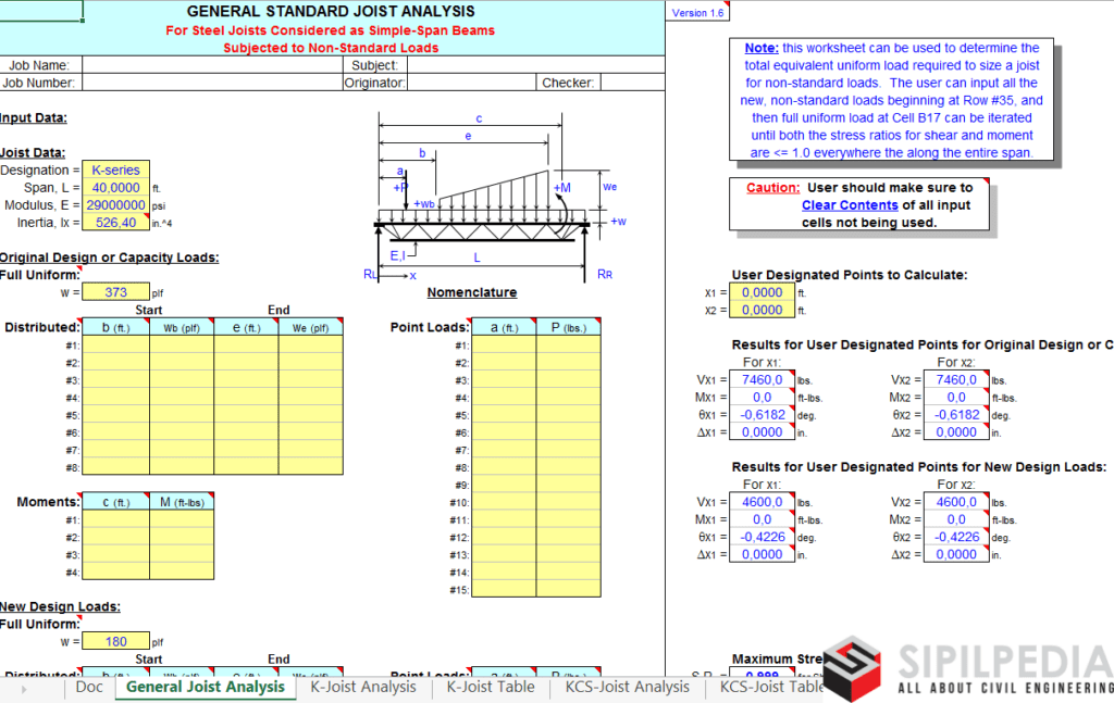 K Series Joist Table