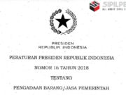Peraturan Presiden No 16 Tahun 2018 tentang Pengadaan Barang/Jasa Pemerintah