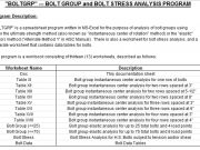 “BOLTGRP” BOLT GROUP and BOLT STRESS ANALYSIS PROGRAM