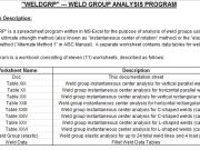 “WELDGRP” WELD GROUP ANALYSIS PROGRAM
