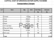 CAPITAL COST OF DRINKING WATER SUPPLY SCHEME