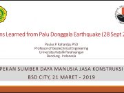 Lesson Learned from Palu Donggala Eartquake