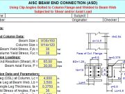 AISC BEAM END CONNECTION (ASD) _ Using Clip Angles Bolted to Column Flange and Welded to Beam Web Subjected to Shear and/or Axial Load