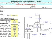STEEL BEAM WEB STIFFENER ANALYSIS_Web Yielding, Crippling, Buckling, and Stiffener Criteria for Concentrated Load or Reaction Per AISC 9th Edition Manual (ASD)