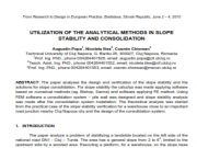 UTILIZATION OF THE ANALYTICAL METHODS IN SLOPE STABILITY AND CONSOLIDATION