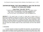 CENTRIFUGE MODEL TEST AND NUMERICAL ANALYSIS ON FACE STABILITY OF SHALLOW TUNNEL