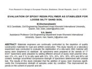 EVALUATION OF EPOXY RESIN POLYMER AS STABILIZER FOR LOOSE SILTY SAND SOIL