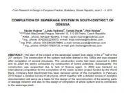 COMPLETION OF SEWERAGE SYSTEM IN SOUTH DISTRICT OF ODESSA