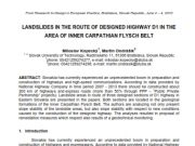 LANDSLIDES IN THE ROUTE OF DESIGNED HIGHWAY D1 IN THE AREA OF INNER CARPATHIAN FLYSCH BELT