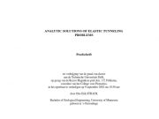 ANALYTIC SOLUTIONS OF ELASTIC TUNNELING PROBLEMS