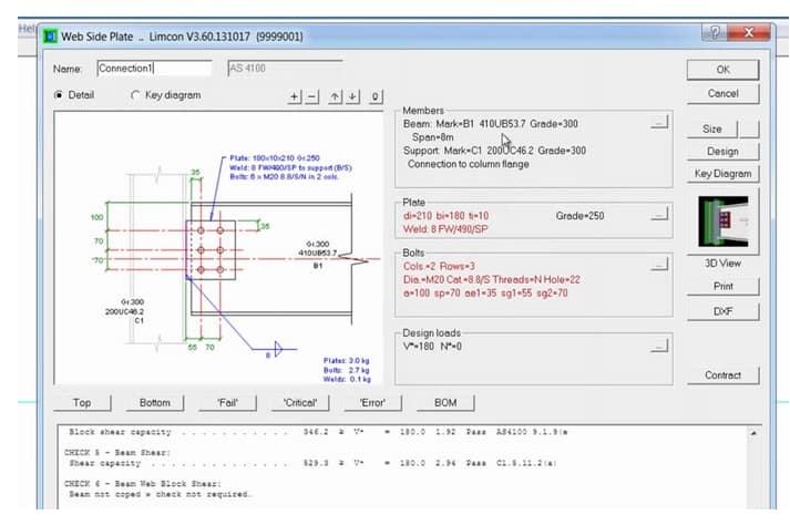 limcon steel connection design