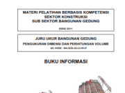 MATERI PELATIHAN BERBASIS KOMPETENSI SEKTOR KONSTRUKSI SUB SEKTOR BAGUNAN GEDUNG_JURU UKUR BANGUNAN GEDUNG_Pengukuran Dimensi dan Perhitungan Volume