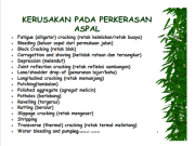 KERUSAKAN PADA PERKERASAN ASPAL