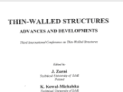 Thin Walled Structures Advances and Developments