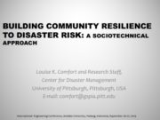BUILDING COMMUNITY RESILIENCE TO DISASTER RISK: A SOCIOTECHNICAL APPROACH