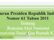 Peraturan Presiden Republik Indonesia Nomor 61 Tahun 2011 Tentang Rencana Aksi Nasional Penurunan Emisi Gas Rumah Kaca