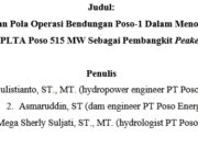 Perencanaan Pola Operasi Bendungan Poso-1 Dalam Menopang Fungsi PLTA Poso 515 MW Sebagai Pembangkit Peaker