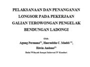 PELAKSANAAN DAN PENANGANAN LONGSOR PADA PEKERJAAN GALIAN TEROWONGAN PENGELAK BENDUNGAN LADONGI