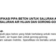 Spesifikasi Pipa Beton Untuk Saluran Air Limbah, Saluran Air Hujan dan Gorong-Gorong