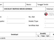 CHECKLIST INSPEKSI MESIN GERINDA