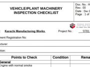 VEHICLE/PLANT MACHINERY INSPECTION CHECKLIST