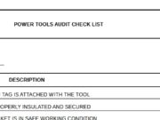 POWER TOOLS AUDIT CHECK LIST