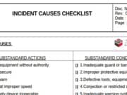 INCIDENT CAUSES CHECKLIST