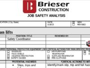 Job Safety Analysis Steel Erection /Man Lifts
