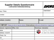 Form Supplier Details Questionnaire