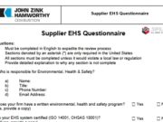 Supplier EHS Questionnaire