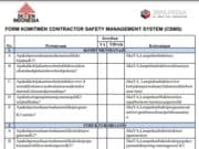 FORM KOMITMEN CONTRACTOR SAFETY MANAGEMENT SYSTEM(CSMS)
