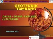 GEOTEKNIK TAMBANG_DASAR – DASAR ANALISIS GEOTEKNIK
