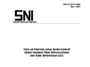SNI_Cara uji triaksial untuk tanah kohesif dalam keadaan tidak terkonsolidasi dan tidak terdrainase (UU)