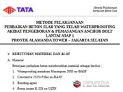 Metode Pelaksanaan Perbaikan Beton Slab METODE PELAKSANAAN PERBAIKAN BETON SLAB YANG TELAH WATERPROOFING AKIBAT PENGEBORAN & PEMASANGAN ANCHOR BOLT LANTAI ATAP 1