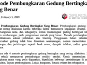 Metode Pembongkaran Gedung Bertingkat Yang Benar