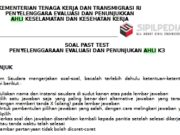 SOAL PAST TEST PENYELENGGARAAN EVALUASI DAN PENUNJUKAN AHLI K3