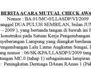 BERITA ACARA MUTUAL CHECK AWAL