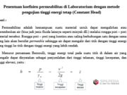 Penentuan koefisien permeabilitas di Laboratorium dengan metode pengujian tinggi energi tetap (Constant Head)