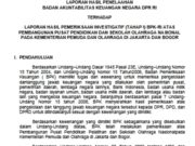 LAPORAN HASIL PEMERIKSAAN INVESTIGATIF (TAHAP I) BPK-RI ATAS PEMBANGUNAN PUSAT PENDIDIKAN DAN SEKOLAH OLAHRAGA NASIONAL PADA KEMENTERIAN PEMUDA DAN OLAHRAGA DI JAKARTA DAN BOGOR
