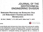 Jurnal of The Geotechnical Engineering Division_Simplified Procedure For Estimating Dam and Embankment Earthquake – Induced Deformations