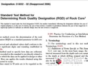Standard Test Method for Determining Rock Quality Designation (RQD) of Rock Core