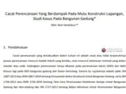 Cacat Perencanaan Yang Berdampak Pada Mutu Konstruksi Lapangan, Studi Kasus Pada Bangunan Gedung