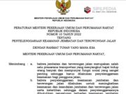 PERATURAN MENTERI PEKERJAAN UMUM DAN PERUMAHAN RAKYAT REPUBLIK INDONESIA TENTANG PENYELENGGARAAN KEAMANAN JEMBATAN DAN TEROWONGAN JALAN
