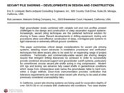 SECANT PILE SHORING – DEVELOPMENTS IN DESIGN AND CONSTRUCTION