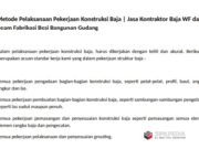 Metode Pelaksanaan Pekerjaan Konstruksi Baja | Jasa Kontraktor Baja WF dan H Beam Fabrikasi Besi Bangunan Gudang
